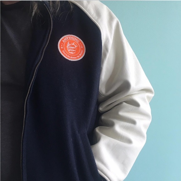 Vintage Varsity School Bomber Jacket: White Leather sleeves XL mint condition - Picture 2 of 4